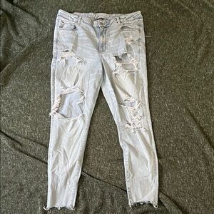American Eagle Outfitters Light Blue Distressed Skinny Jeans